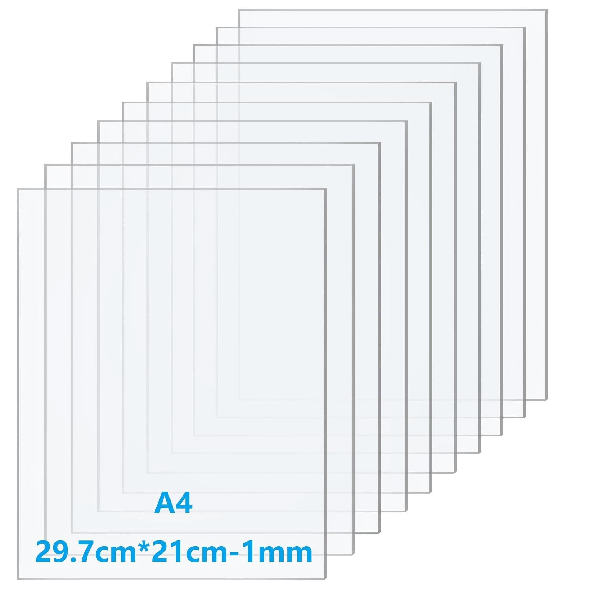 10 Pcs 29.7 x 21 cm Plastic Sheet, A4 Transparent Acrylic Sheet, 1 mm Thick, Clear Perspex Sheet, Plastic Sheet for Househld Decoration, Display, Picture Frame, Painting
