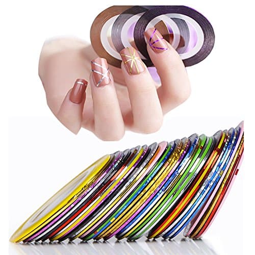 Tape Nail Art Striping Tape Line Nail Art Decoration Sticker Adhesive Sticker Nail Foil Tips DIY Design Tool (Bright color) (32 Bright color)
