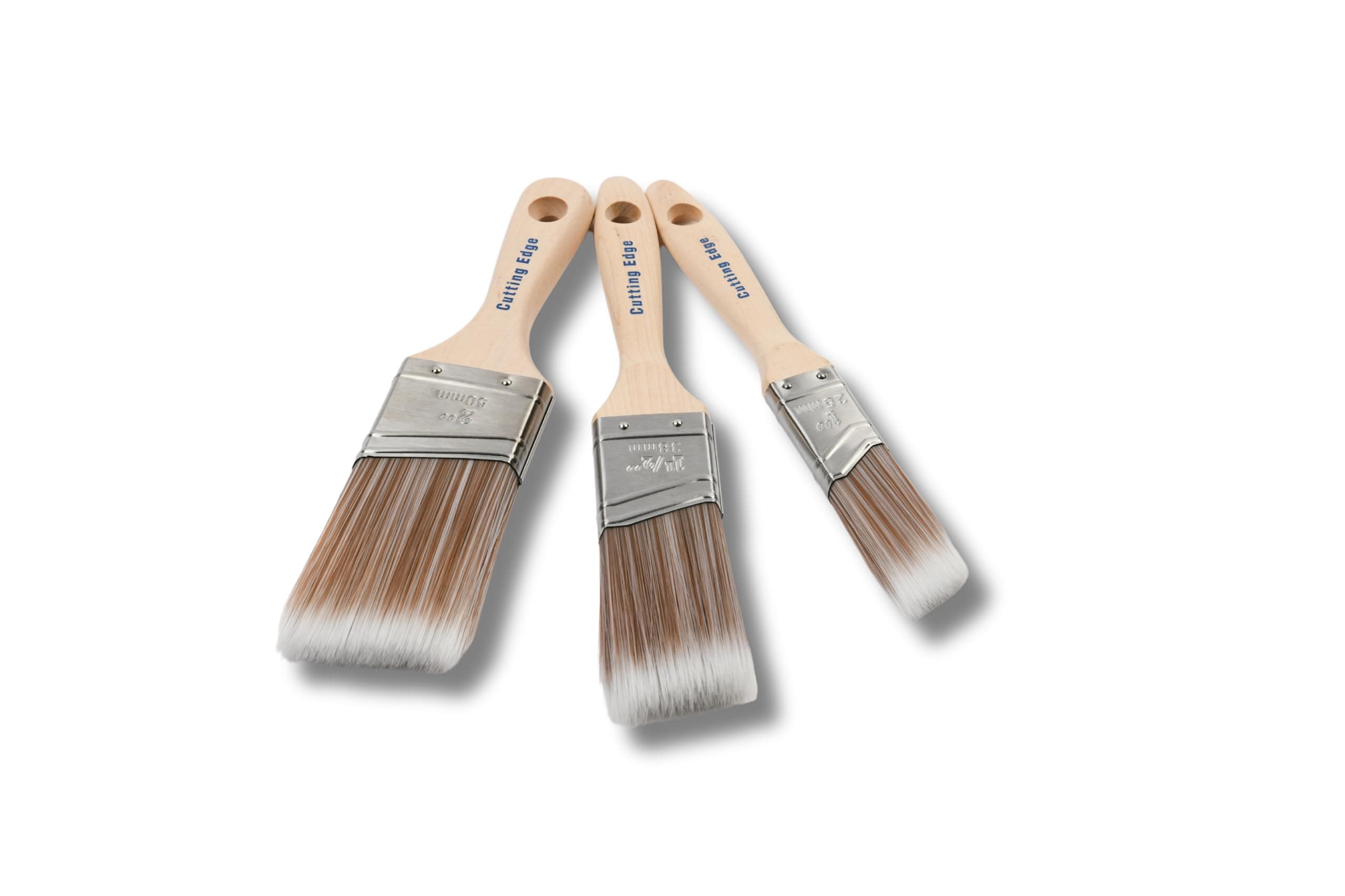 Cutting Edge 3 Piece Paint Brush Set - Professional Premium Quality - Precision Angled Cutting In Paint Brushes - for Sharp Edge Lines Painting with Paints on Walls, Ceilings, Wood & Metal, 1"|1.5"|2"