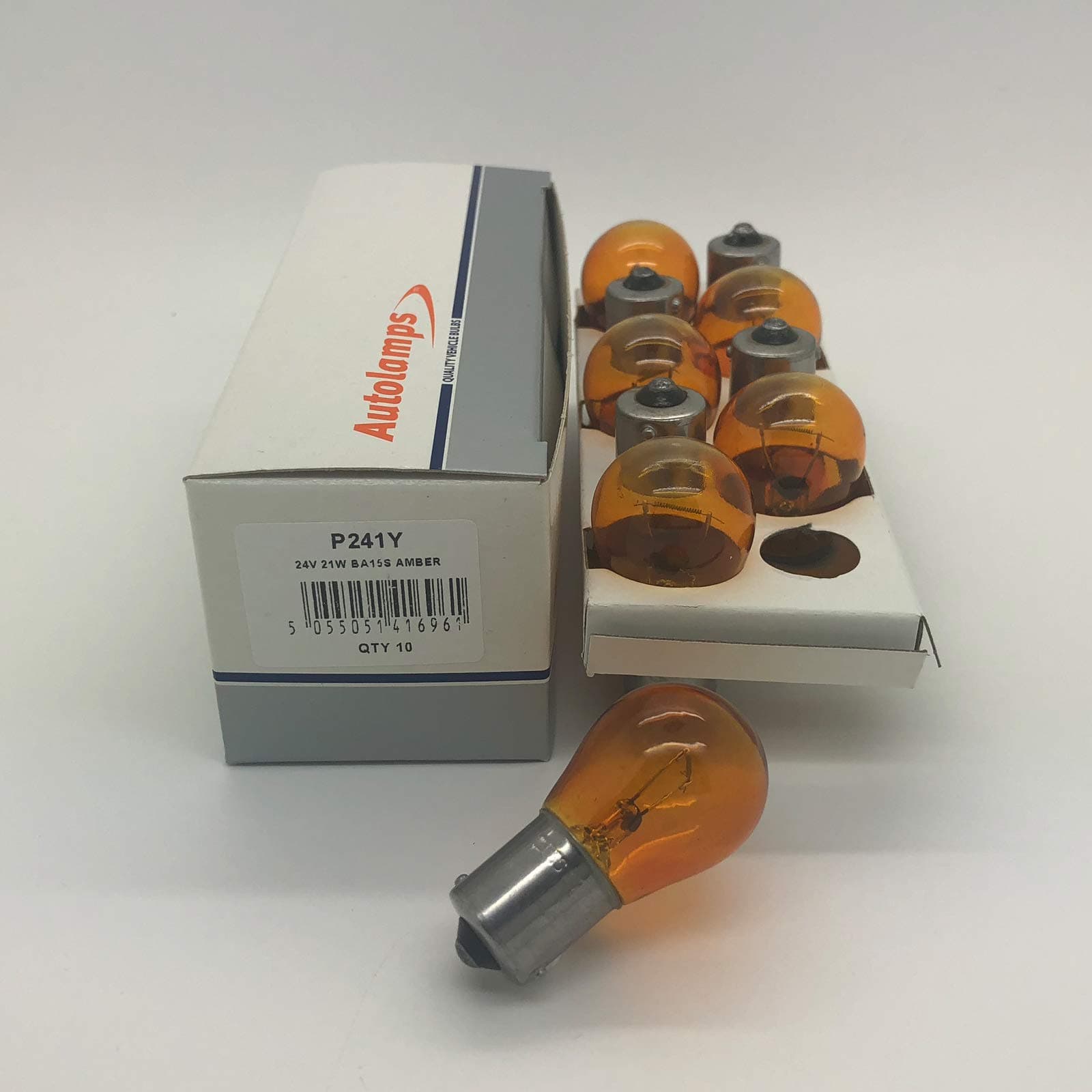 Autolamps 10 x 241Y Amber P21W BA15S Indicator Signal Truck Lorry Light Bulb 241 24v 21w