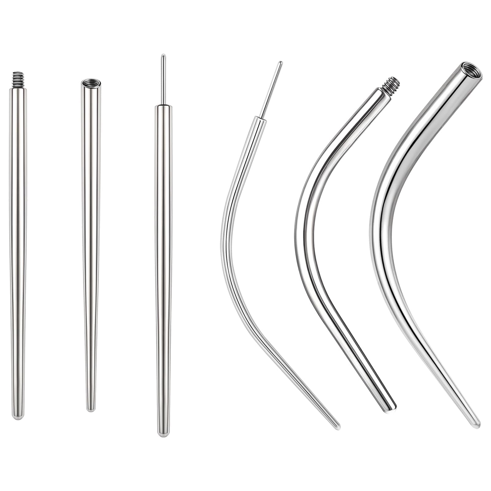 Stainless Steel Piercing Taper, 14G 16G 18G 20G Threadless Assistant Tool Screw On Insertion Pin, Curved Piercing Stretching Kit for Ear/Nose/Belly/Lip/Eyebrow