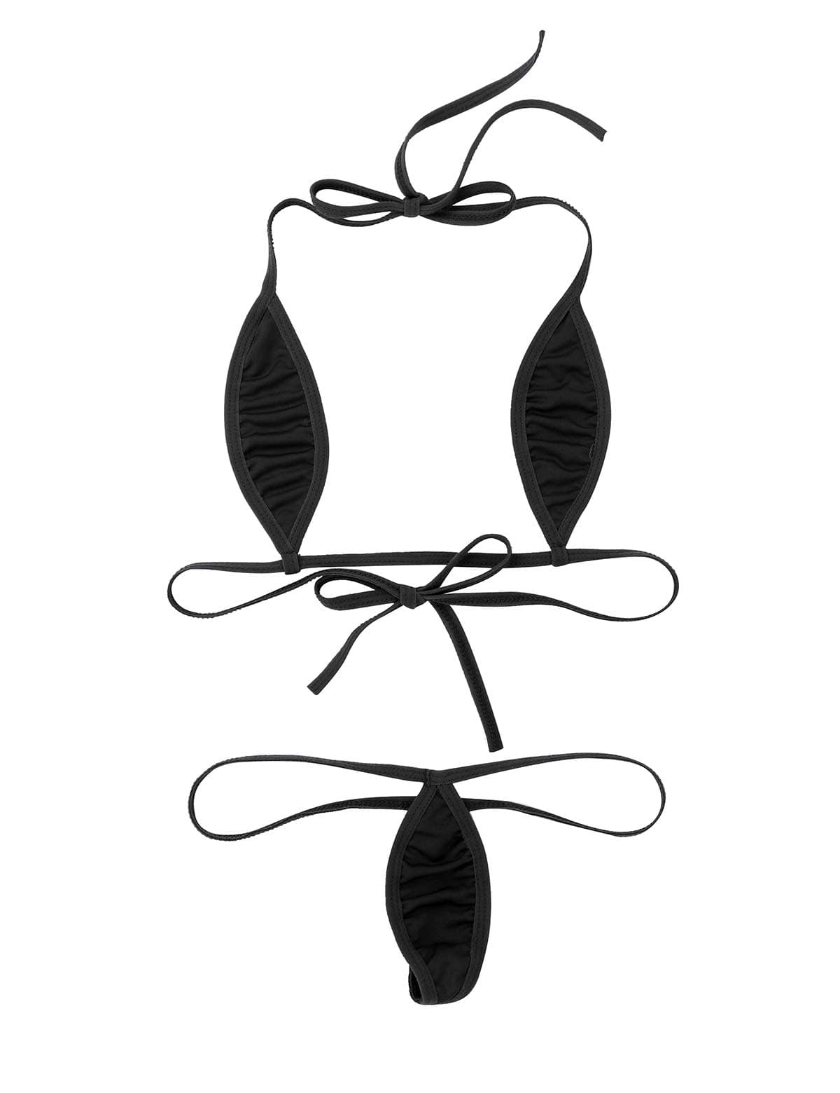 iiniimWomens Exotic Minimal Cover Bikini 2Pcs Swimsuit Halterneck Self-tie Bra Top Micro Thong
