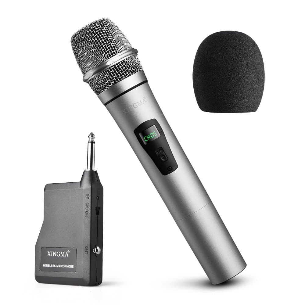 Wireless Handheld Microphone, Plug and Play Cordless Handheld Microphone with 1/4 Receiver, for Home Karaoke, Singing, Host Wedding, Church, Street Performance