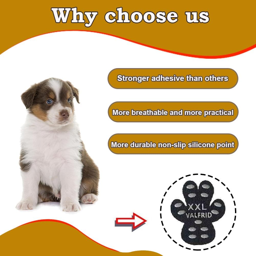 Dog Paw Protector Rugged Anti Slip 24 Pieces,Disposable Self Adhesive Resistant Dog Shoes Booties Socks Replacemen XXL