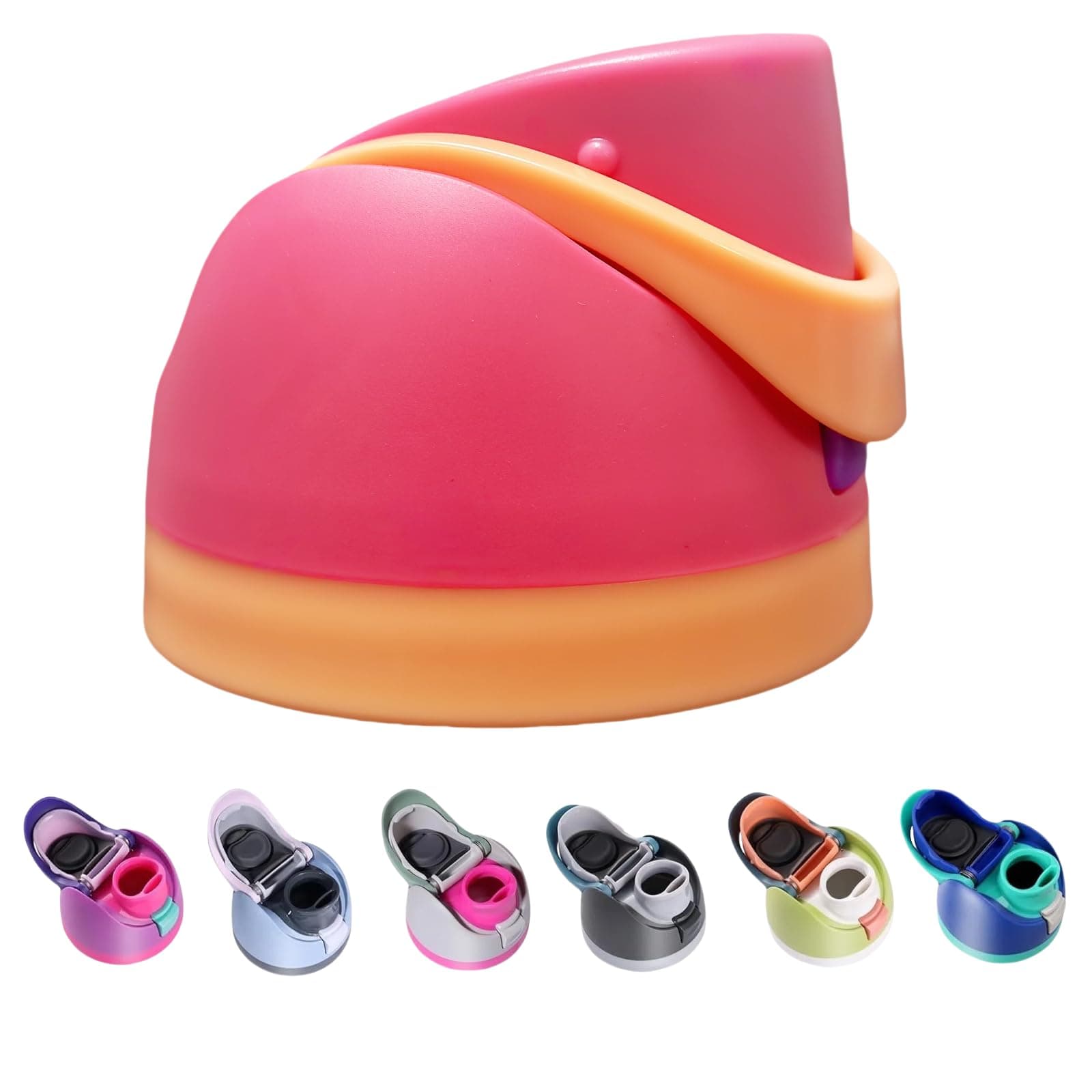 Replacement Lid for Owala Freesip, One Button Top Replacement, Leakproof BPA-Free School Sport Water Bottle Cap Replacement Compatible with Orange Owala 16oz 24oz 32oz 40oz (Orange Pink)
