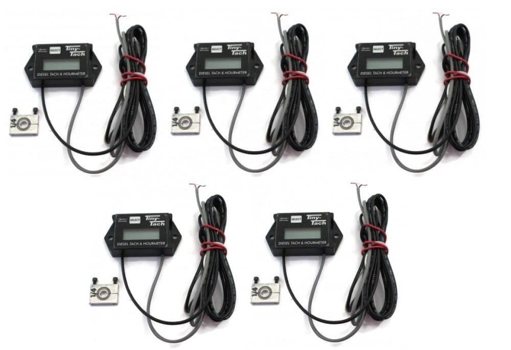 (5) Diesel Engine Tiny Tach Hour Meter TACHOMETERS 1/4" Tansducer DTL-1/4 by The ROP Shop