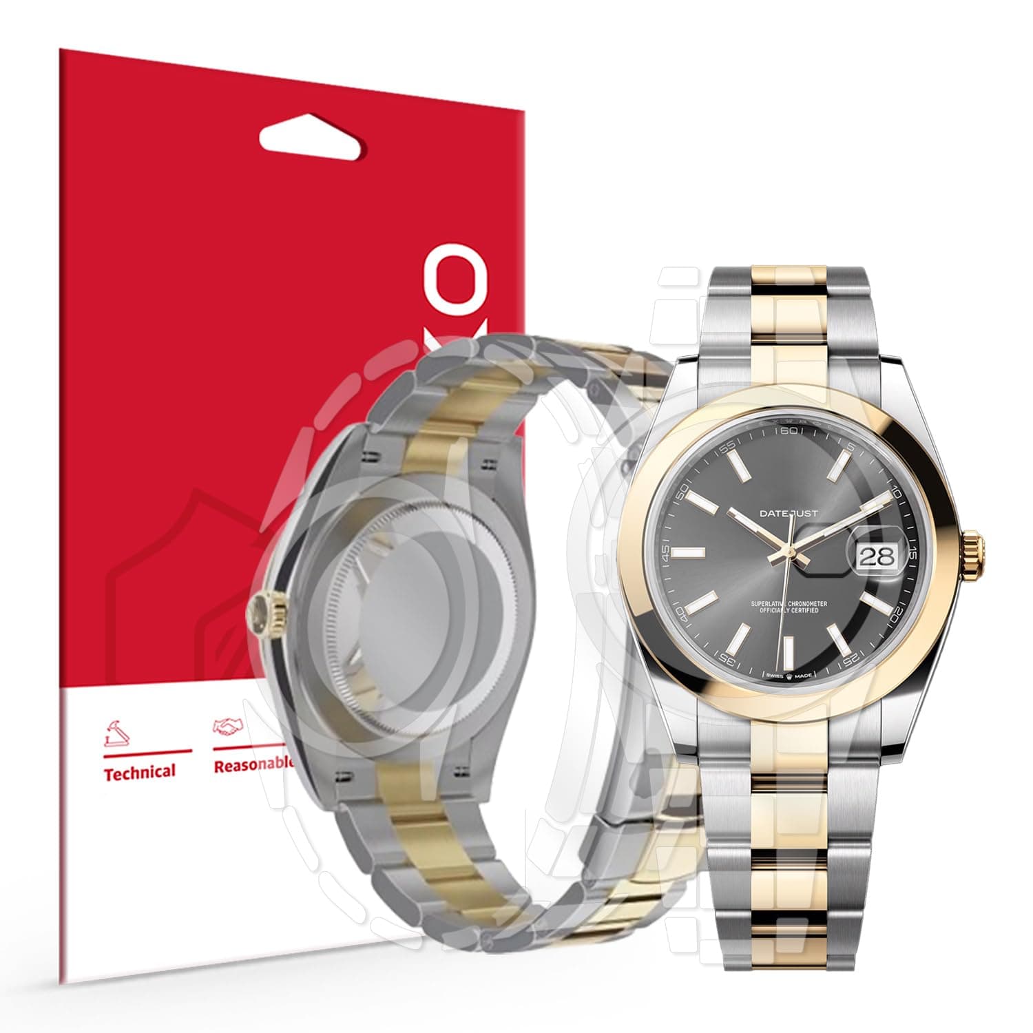skoko 2 Pack Full Body Protective Film Compatible with Rolex Oyster Perpetual Perpetual Datejust 41mm, Glossy Clear Skin, Full Coverage, Anti Scartch, Easy Installation (RLE00060002)