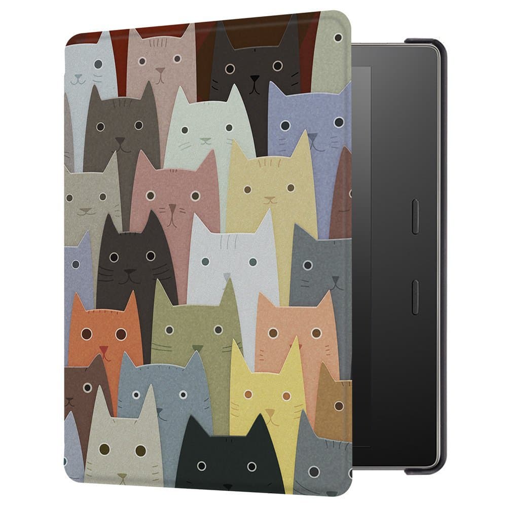 Huasiru Case for Kindle Oasis 2017/2019 (7 inches, 9th/10th Gens Only) Cover with Auto Wake/Sleep — will not fit Kindle Paperwhite or Kindle Oasis 6 inches, Cats