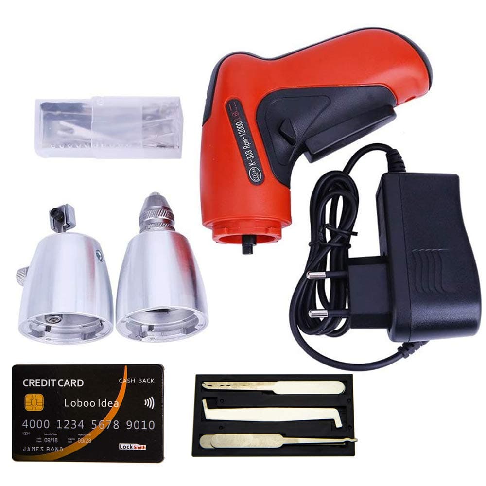 Electric Lock Pick Gun and Credit Card Lock Picking Tool Kit, Lock Picking Tool Gun Lock Picks Kit for Professional Locksmiths and Beginners