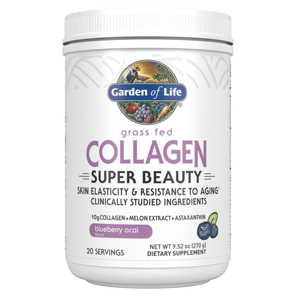 Grass Fed Collagen Powder, Blueberry Acai, Hydrolyzed Collagen Peptides Powder Supplement Drink Mix, 20 Servings