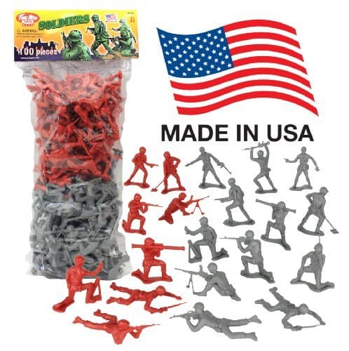 TimMee PLASTIC ARMY MEN: Gray vs Red 100pc Soldier Figures - Made in USA by Tim Mee