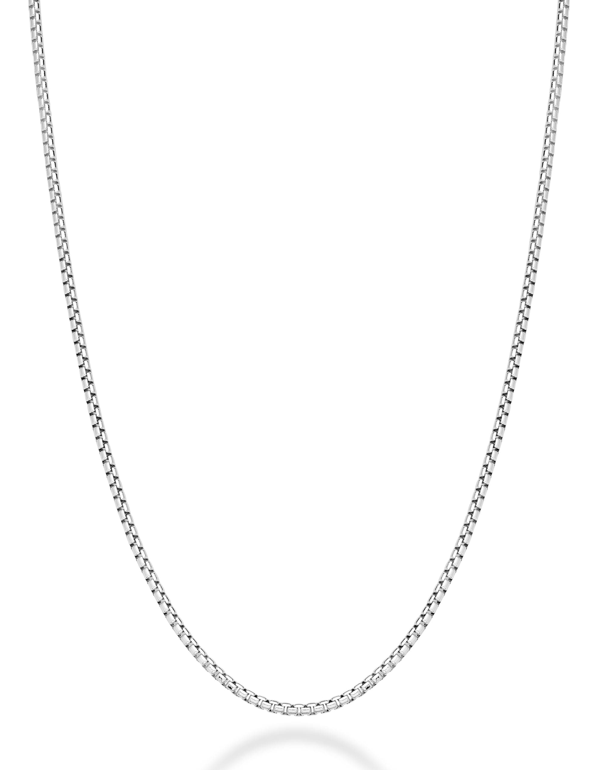 Italian 925 Sterling Silver Solid 2mm Round Box Chain Necklace for Women Men, Made in Italy
