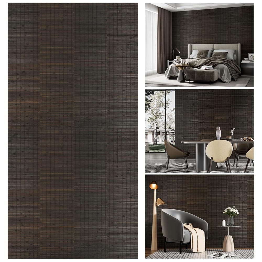 Bamboo Wall Paneling for Home Decor, Wainscoting and Ceiling Covering, 47.2x11.8 in (4 Packs),Ebony Black