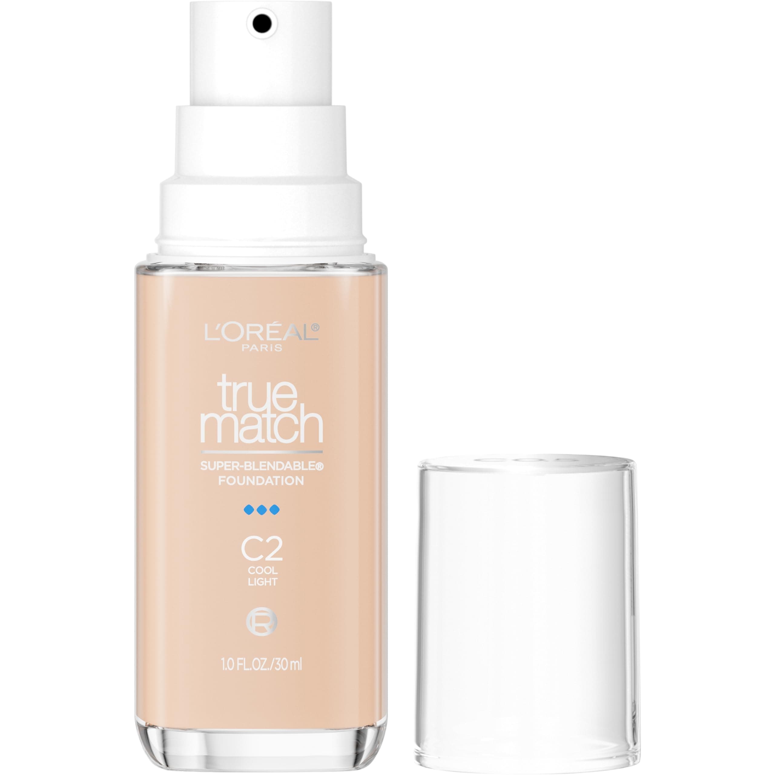 True Match Super-Blendable Foundation, Medium Coverage Liquid Foundation Makeup, C2, Light, 1 Fl Oz