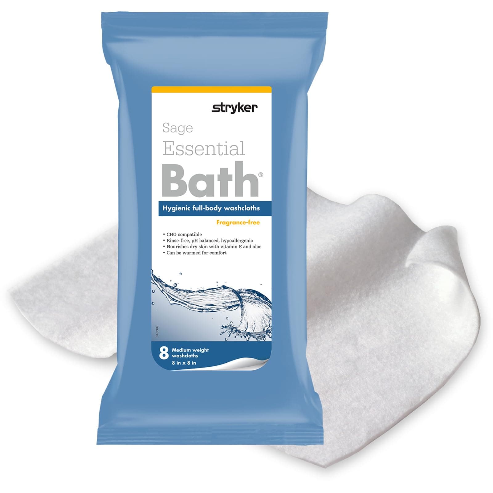 Essential Bath Cleansing Washcloths - 6 Packages, 48 Cloths - Fragrance Free No Rinse Bathing Wipes, Ultra-Soft and Thick Medium Weight Cloth