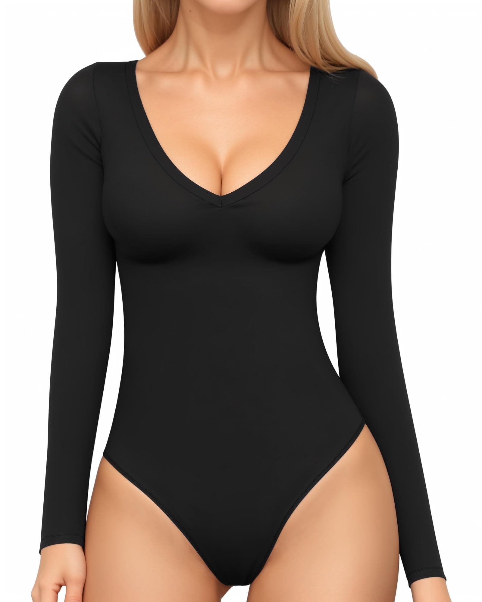 Women's Long Sleeve Short Sleeve Bodysuit Sexy V Neck Body Suits Fitted Fall Going Out Tops