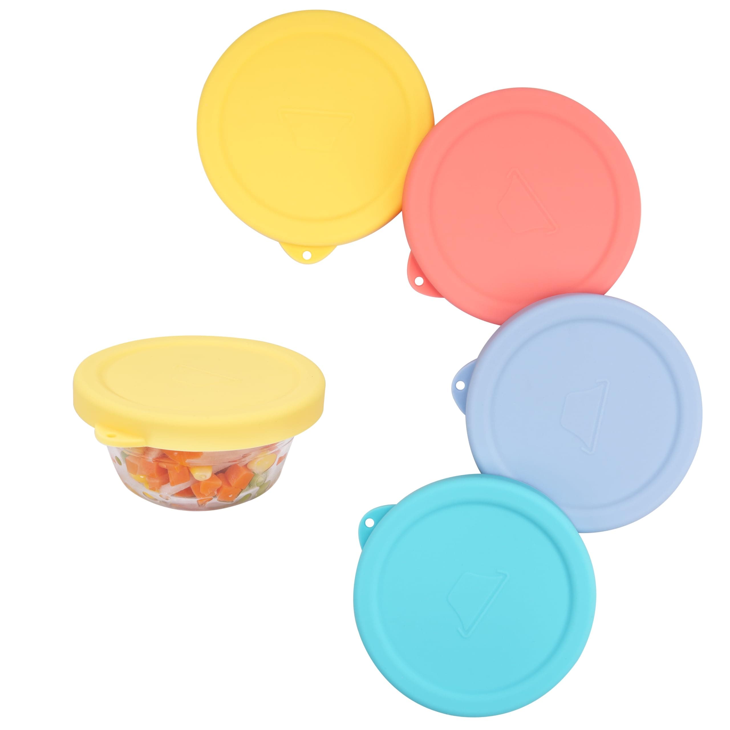 4 PCS Silicone Replacement Lids for Pyrex and Anchor Hocking Glass Custard Cups 6oz, Prepware Dessert Cup Cover, Silicone Lids for Food Storage, Dishwasher Safe (Containers NOT Included)