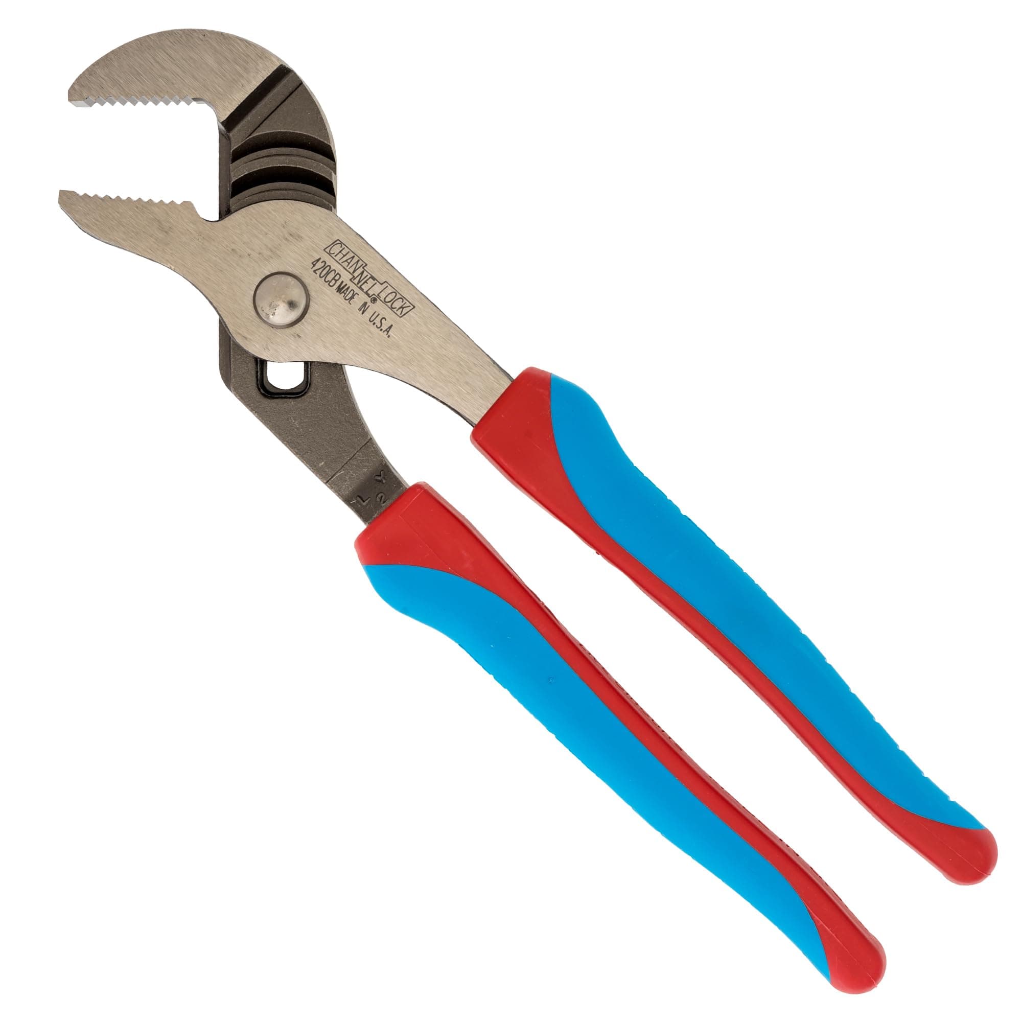 CHANNELLOCK 420CB 9.5-inch CODE BLUE Straight Jaw Tongue & Groove Pliers, Made in USA, Forged High Carbon Steel