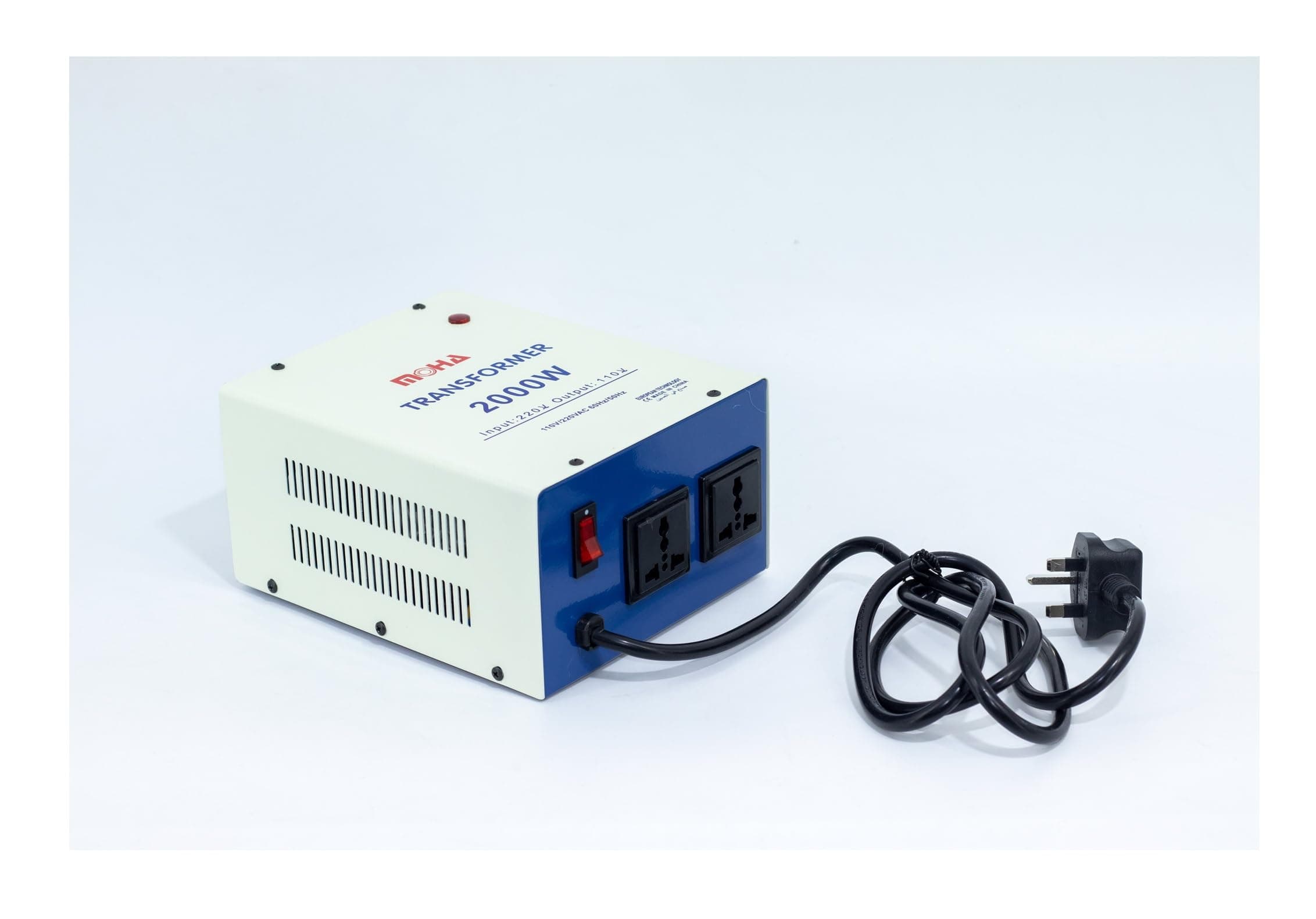 POKKA® MOHA 2000VA Watts Transformer (220V To 110V) Voltage Converter Safety Fuse Included Plug Heavy Duty Step Down AC 220V to AC 110V Power Converter - CE Certified