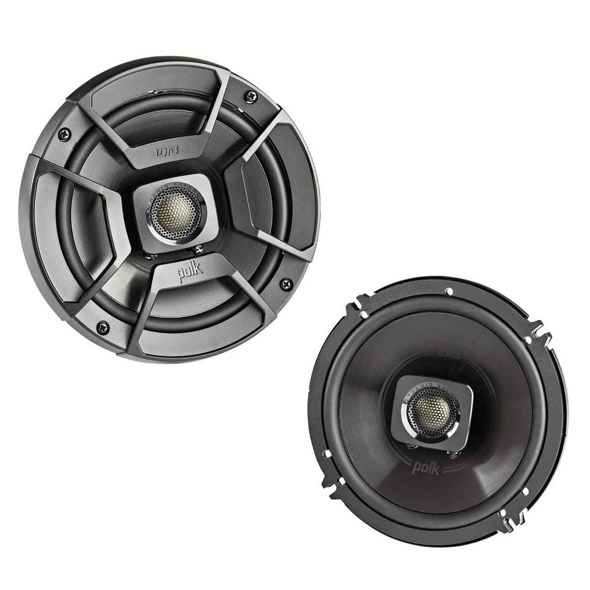 POLK AUDIO DB652 DB+ Series 6.5" Coaxial Speaker for Car & Marine, 2-Way Boat & Car Audio Speaker, 40-22kHz Frequency Response, Polypropylene Woofer Cone & 3/4" Silk Dome Tweeter, Easy Installation