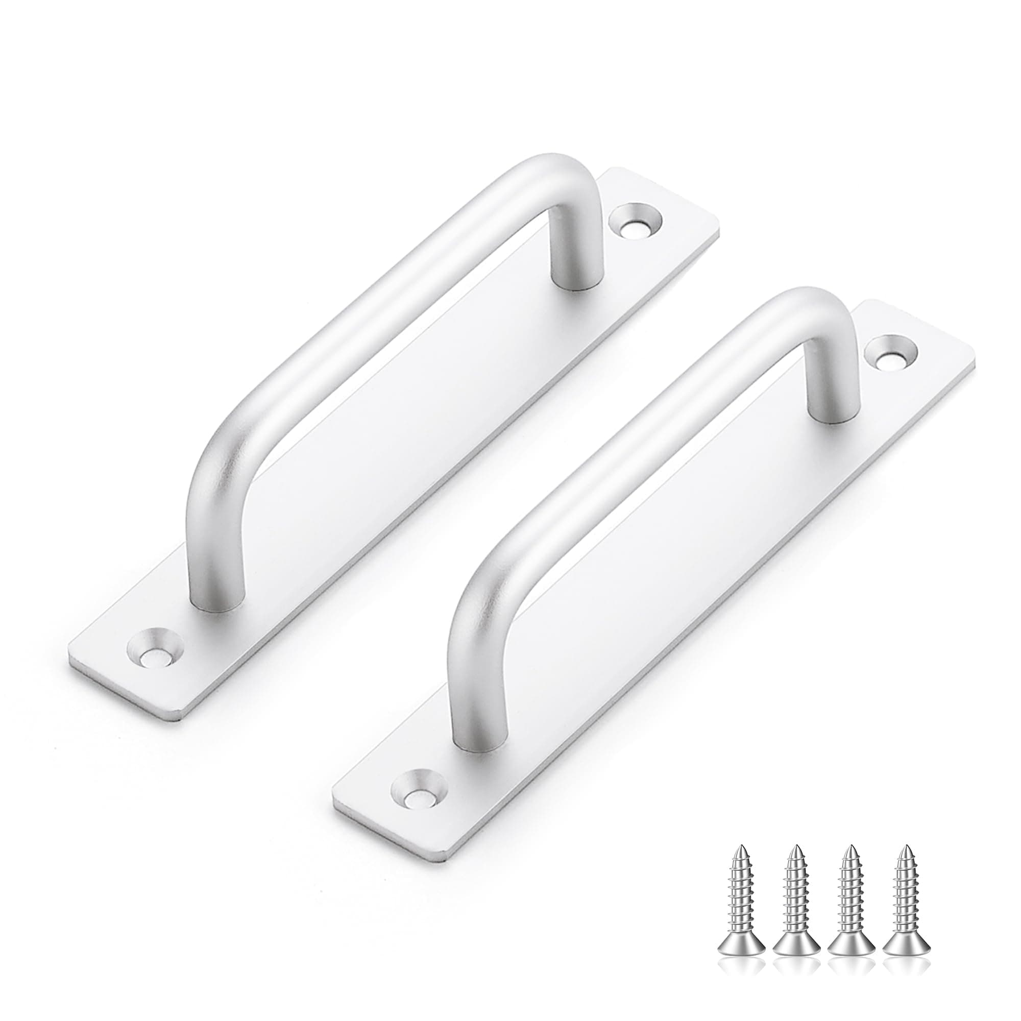 Sponsored Ad – Tazweeq Barn Door Handles, 1 , Hole Center Cabinet Pull Handle Zinc Alloy Pulls, with Plate for Closet , Silver