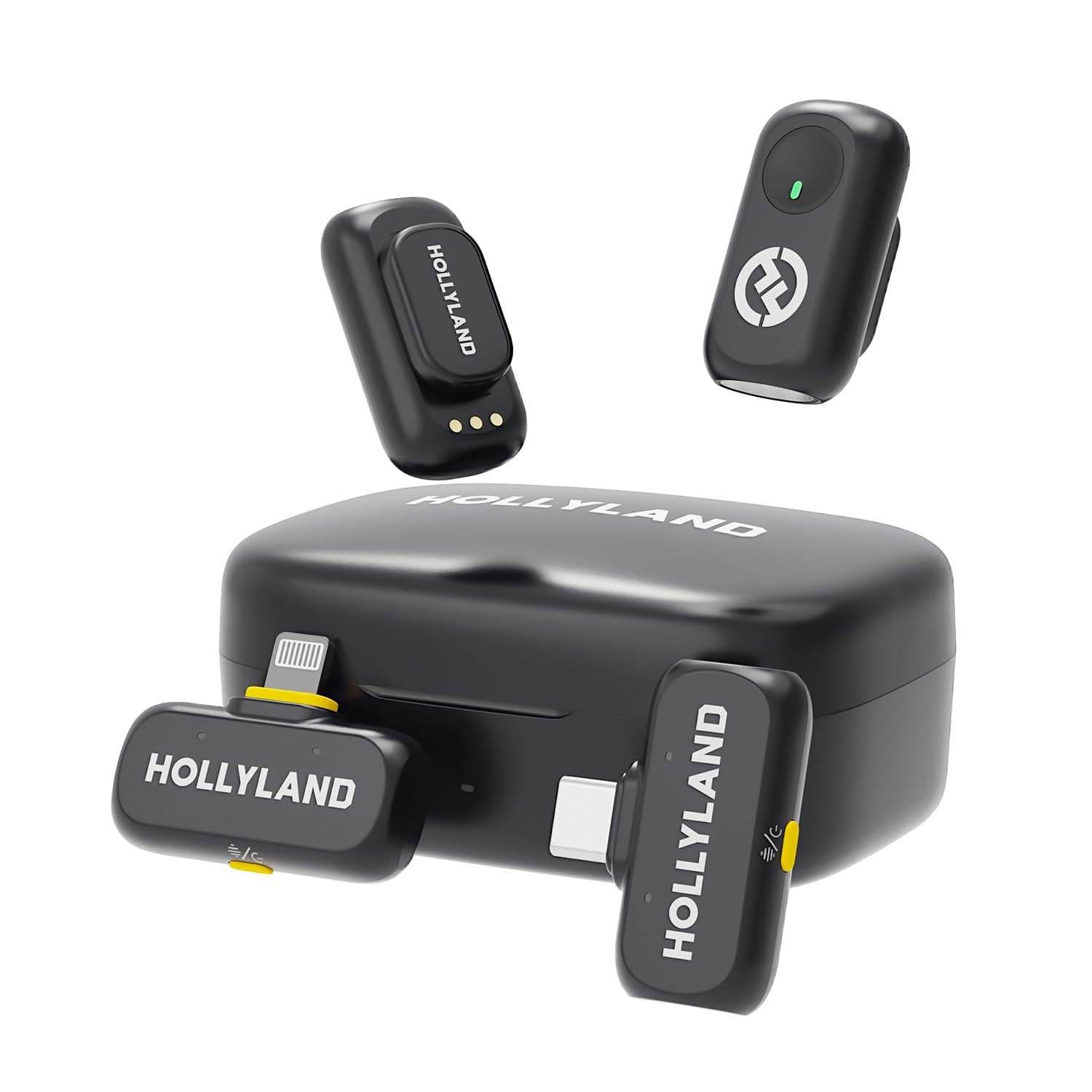 LARK A1 Wireless Mini Microphone for iPhone15/16 & Android, Pure Sound, Noise Cancelling, Magnetic Microphone for YouTube, TikTok, Podcast, Vlogging(2TX+2RX+Charging Case)-Black