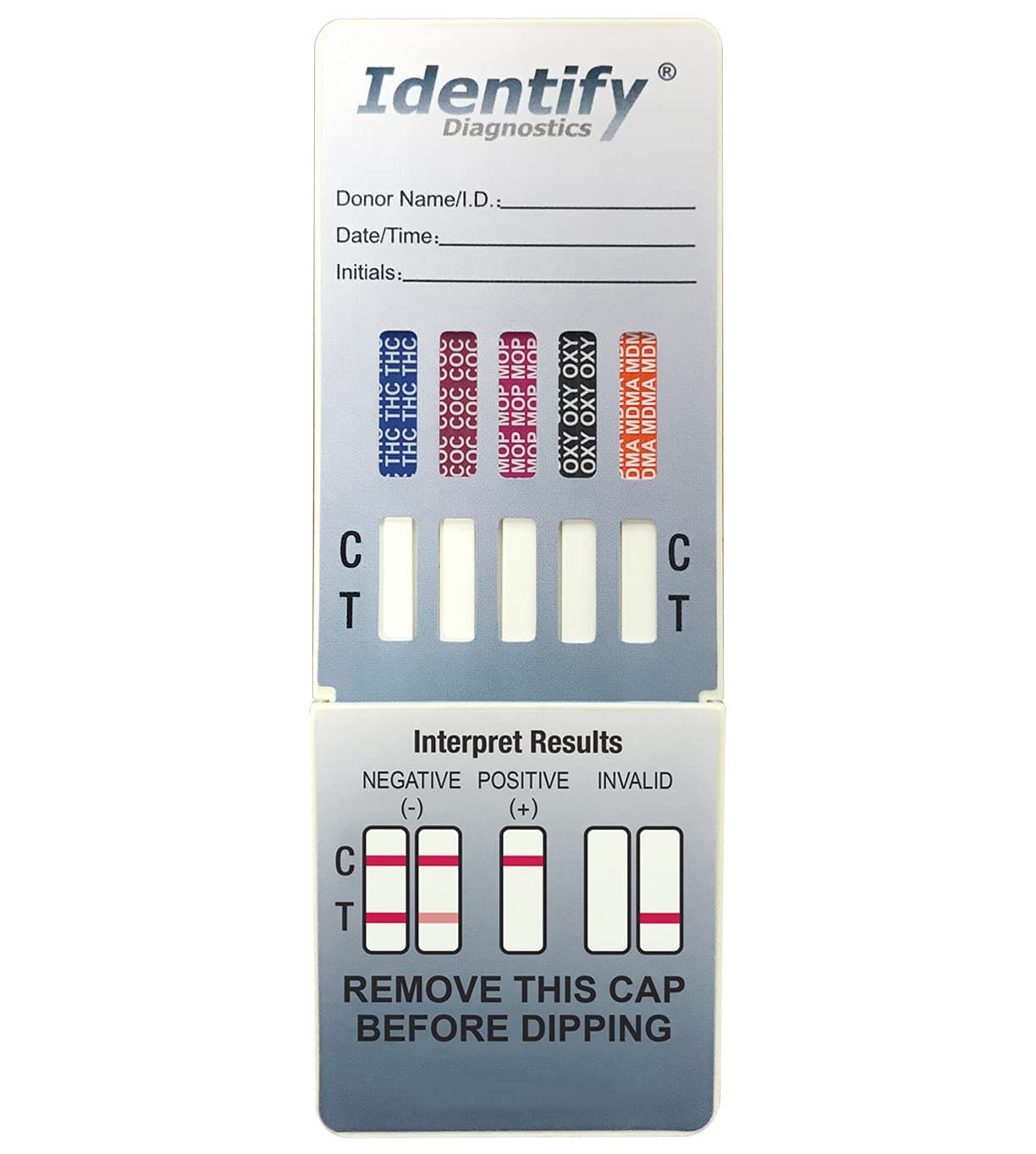 Identify Diagnostics Drug Test Cards | 100 Pack | 10 Panel Dip CLIA Waived Instant Urine Drug Test Kit for AMP,BAR,BZO,COC,MDMA,MET,MOP|OPI,MTD,OXY,THC
