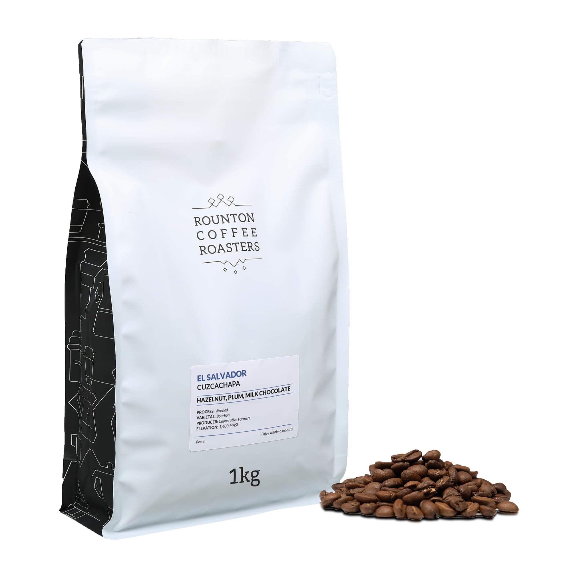 Rounton Coffee Roasters | 1kg Central American Coffee Beans | El Salvador Cooperative Cuzcachapa | Roasted in Yorkshire | 100% Arabica | Fresh Espresso Coffee Specialty Beans