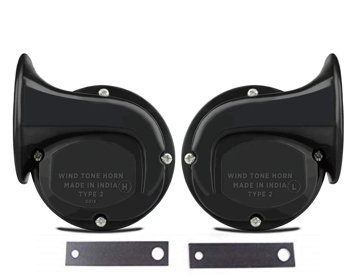 AutokraftZ Universal Horn Set – 2 Loud and Clear Horns for Bikes and Cars | Standard Size, Durable Build, Easy Installation, Suitable for All Models | Black Finish for a Sleek Look