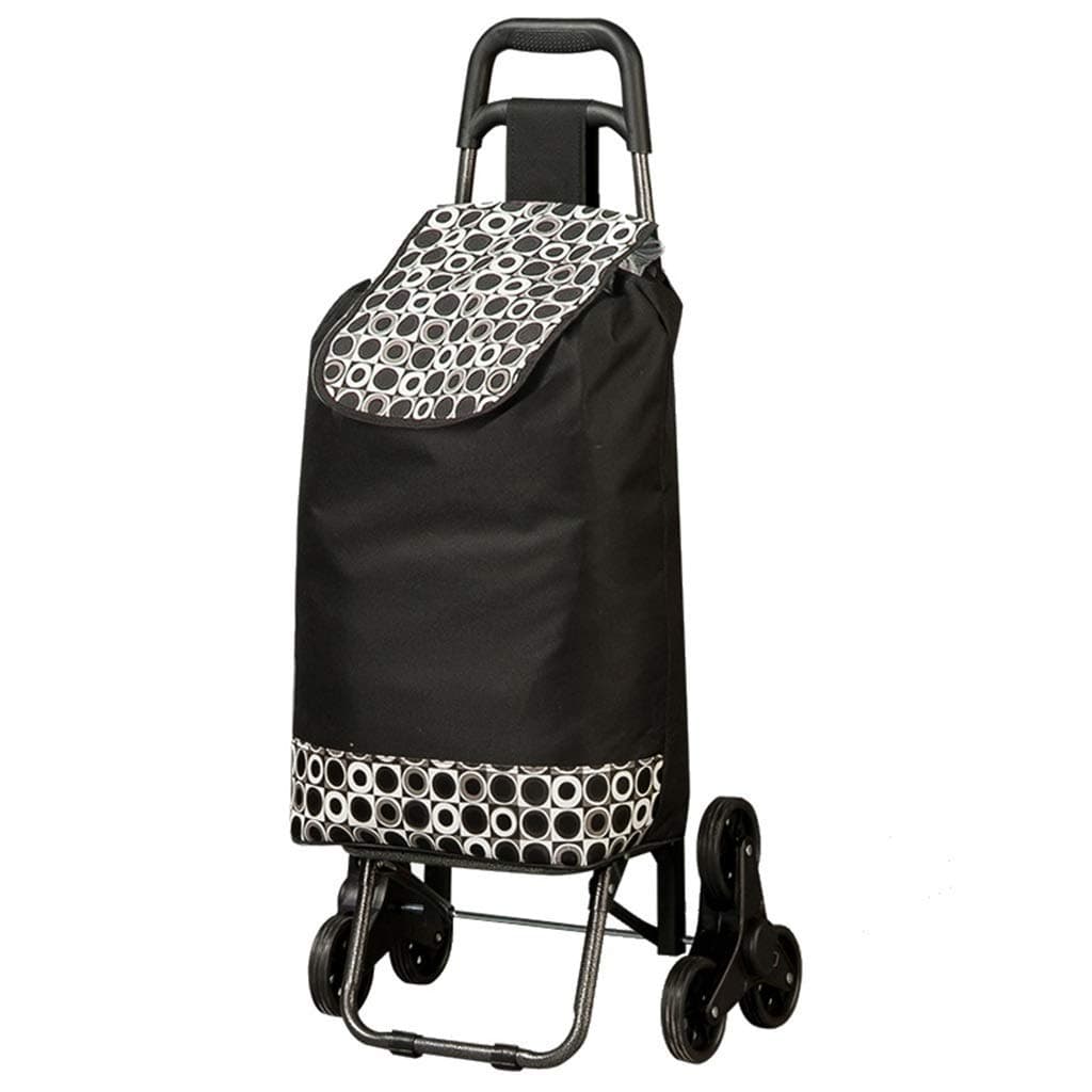 43Ltr Lightweight Shopping Trolley Hard Wearing Foldaway Travel Cart for Climb Stairs Easy Storage Max load 30kg, Black