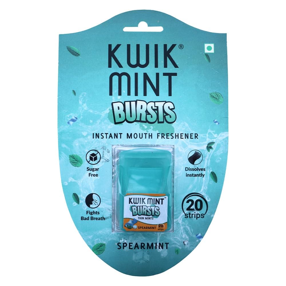 Kwik Mint Bursts Sugar Free Mouth Freshener Oral Care Strips, Spearmint Flavo...