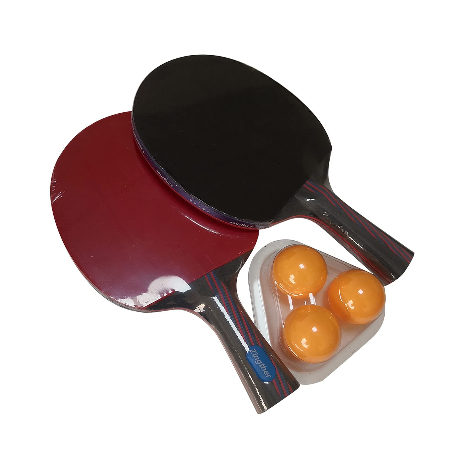 Zingther Professional Table Tennis Racquet Set of 2 Rackets with a Carry Storage Case and 3 Ping Pong Balls - Easy to Play with Great Response and Spin (2-Player Table Tennis Bat Set)