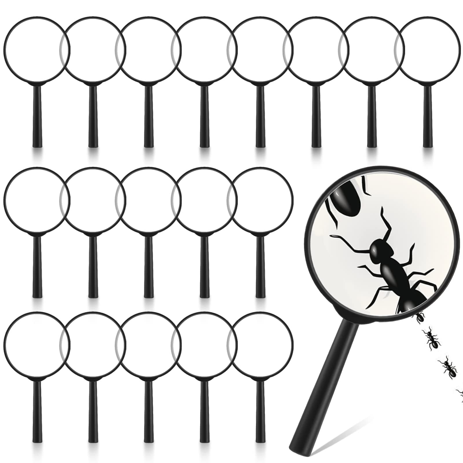 Set of 16 Mini Plastic Magnifying Glasses for Kids - Handheld Explorer Toys for Reading, Crafts, and Detective Parties - Mini Magnifying Glass Great for Reading Explorer Crafts