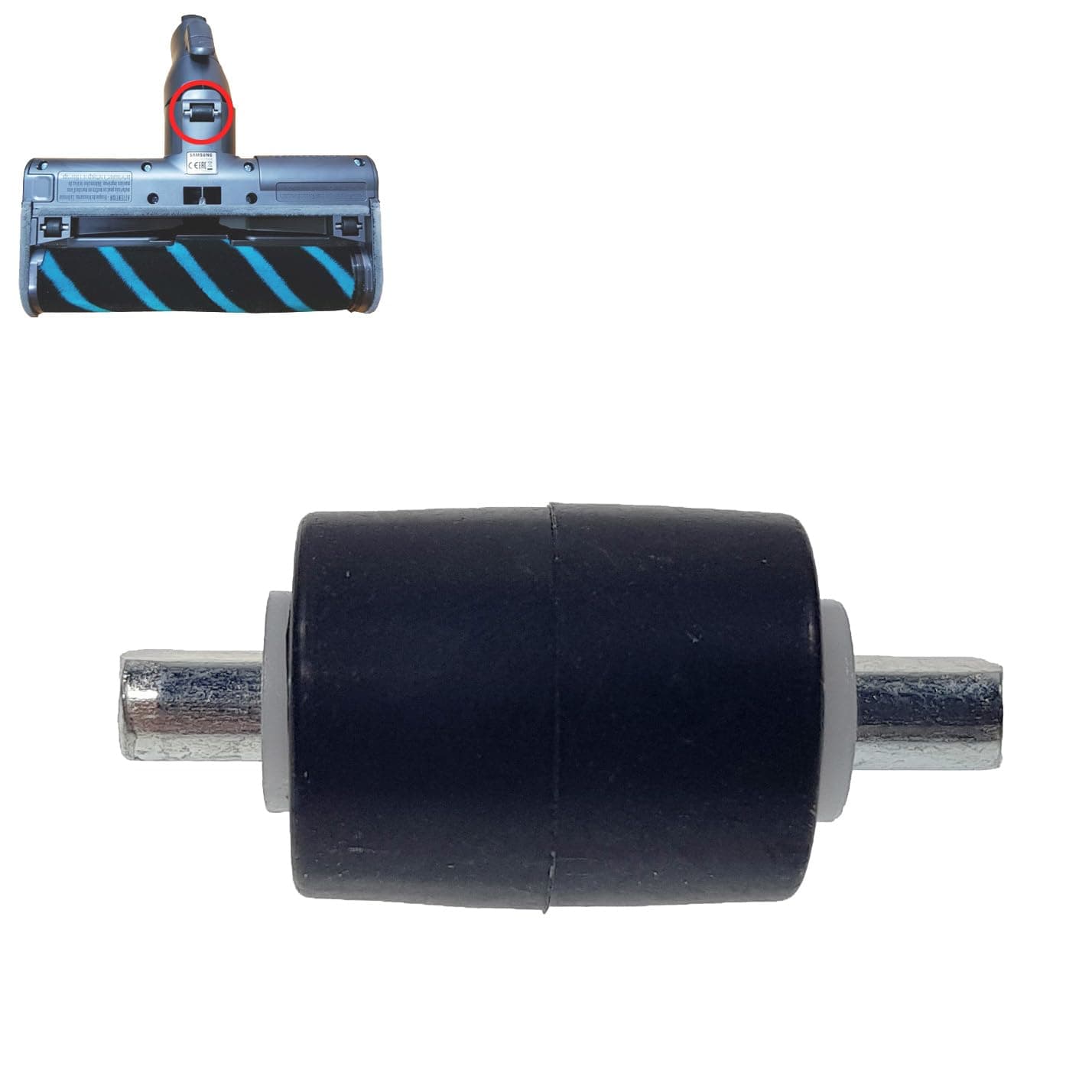 (OEM) A1PartsPro Vacuum Cleaner Roller 813A With Shaft Wheels Roller-out Assembly for Samsung Jet 90 / Jet 75 / Jet 70 Soft/Turbo Action Brush VS9000RL