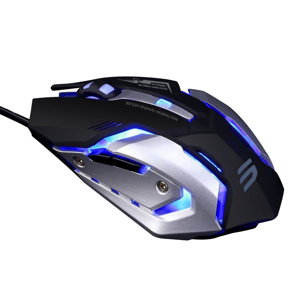 LINGYI Gaming mouse, 6 Programmable Buttons, 4 Adjustable DPI Levels, 4 Circular & Breathing LED Light, Used for games and office Wired Mouse (Black)