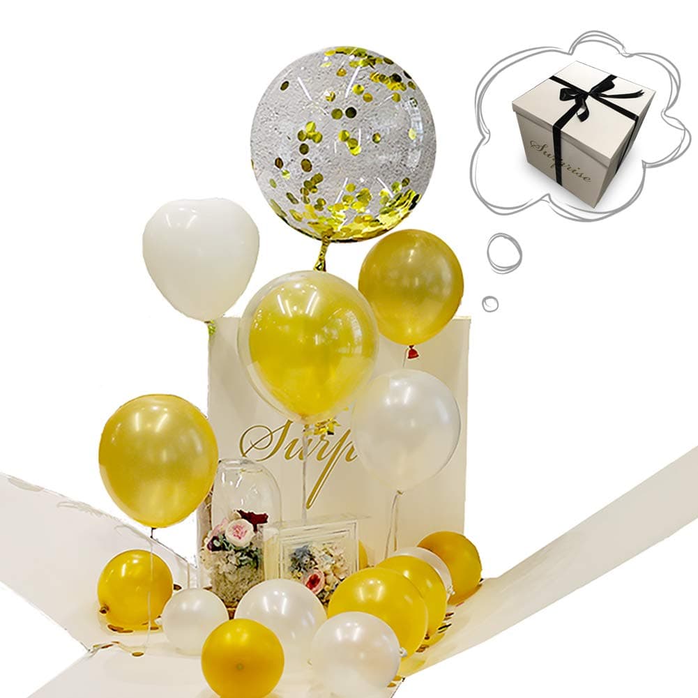 Wanateber 50 cm Explosion Surprise Gift Box Balloons(20 PCS), Wedding Decorative, Album Photo Props Wall, DIY, Surprise Birthday Gift, Wedding Surprise Gift Box, Marriage Surprise Gift Box (White)