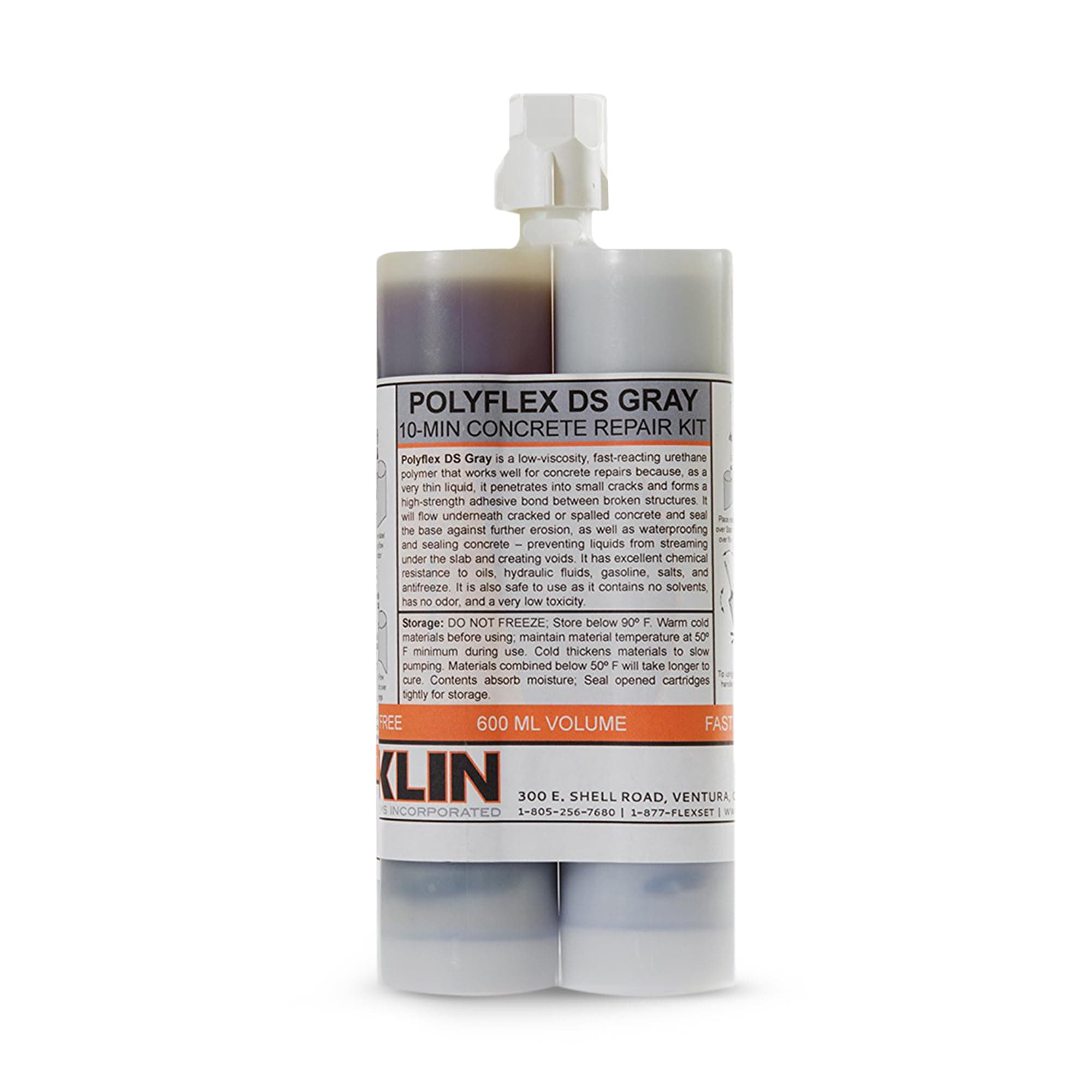 - Roklin Systems, Inc. - PolyFlex DS Concrete Crack Filler, Quick-Drying Asphalt Crack Sealer, Floor/Wall Repair Patch Kit Essential, 21 Ounces, Gray