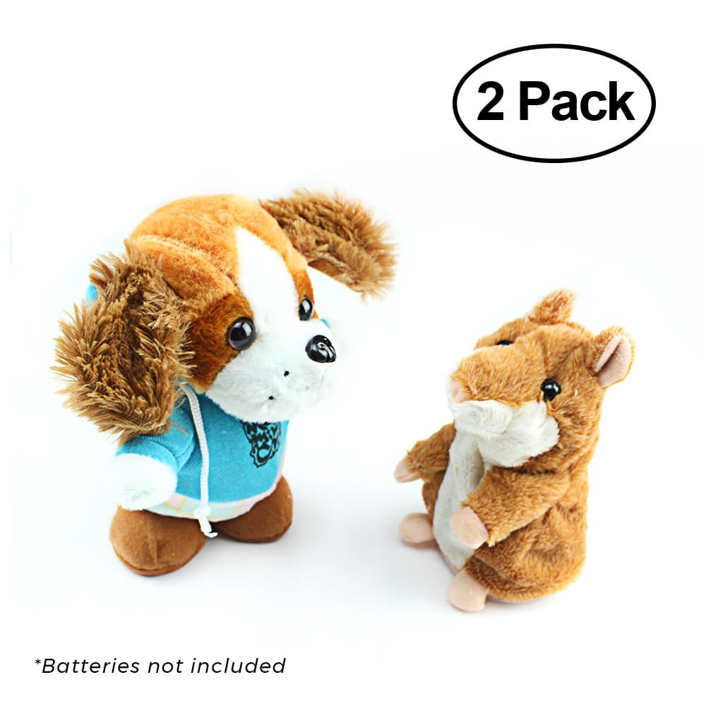 Talky Pet's Talking Hamster and Talking Dog Plush Toys, Talking Recording Interactive Toy