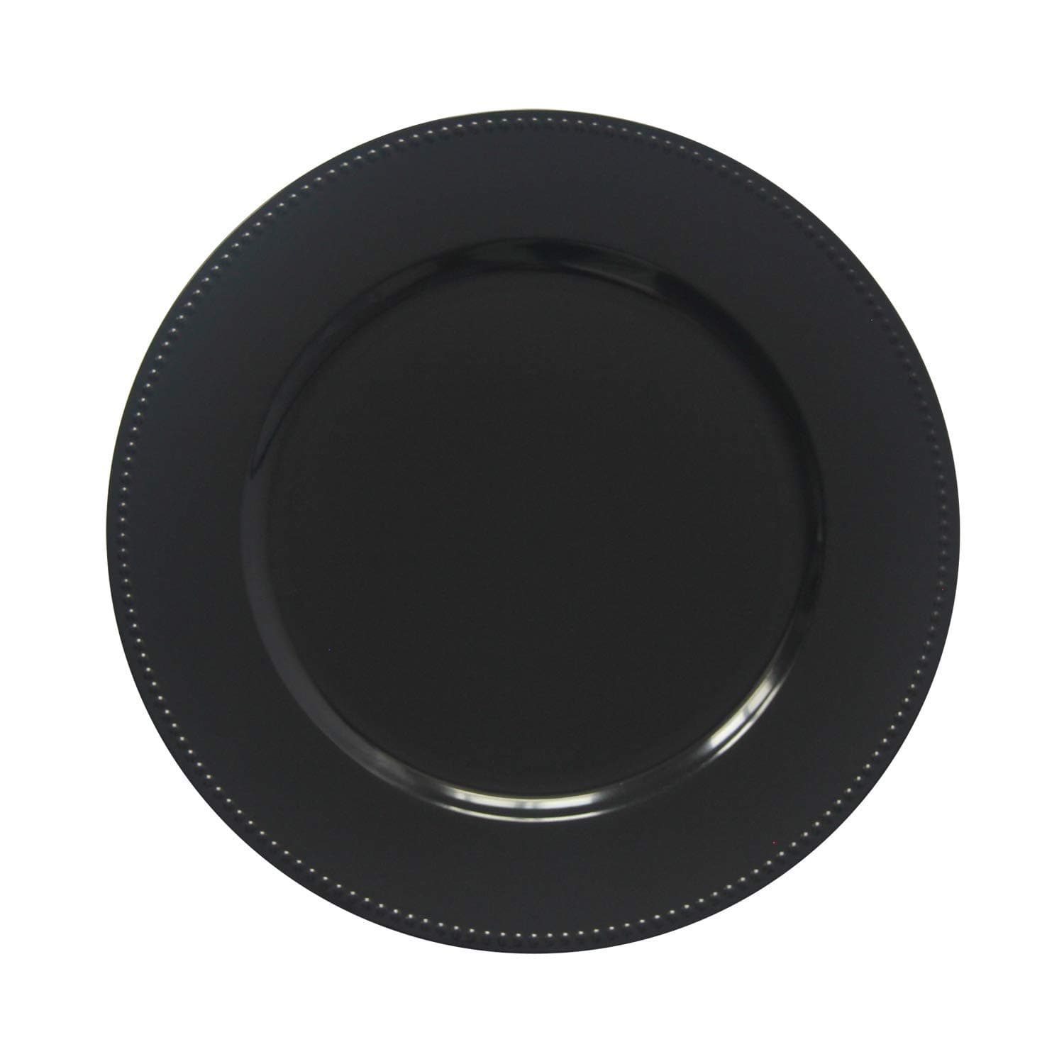 Black Plastic Beaded Charger Plates - 12 pcs 13 Inch Round Wedding Party Decroation Charger Plates (Black, 12)