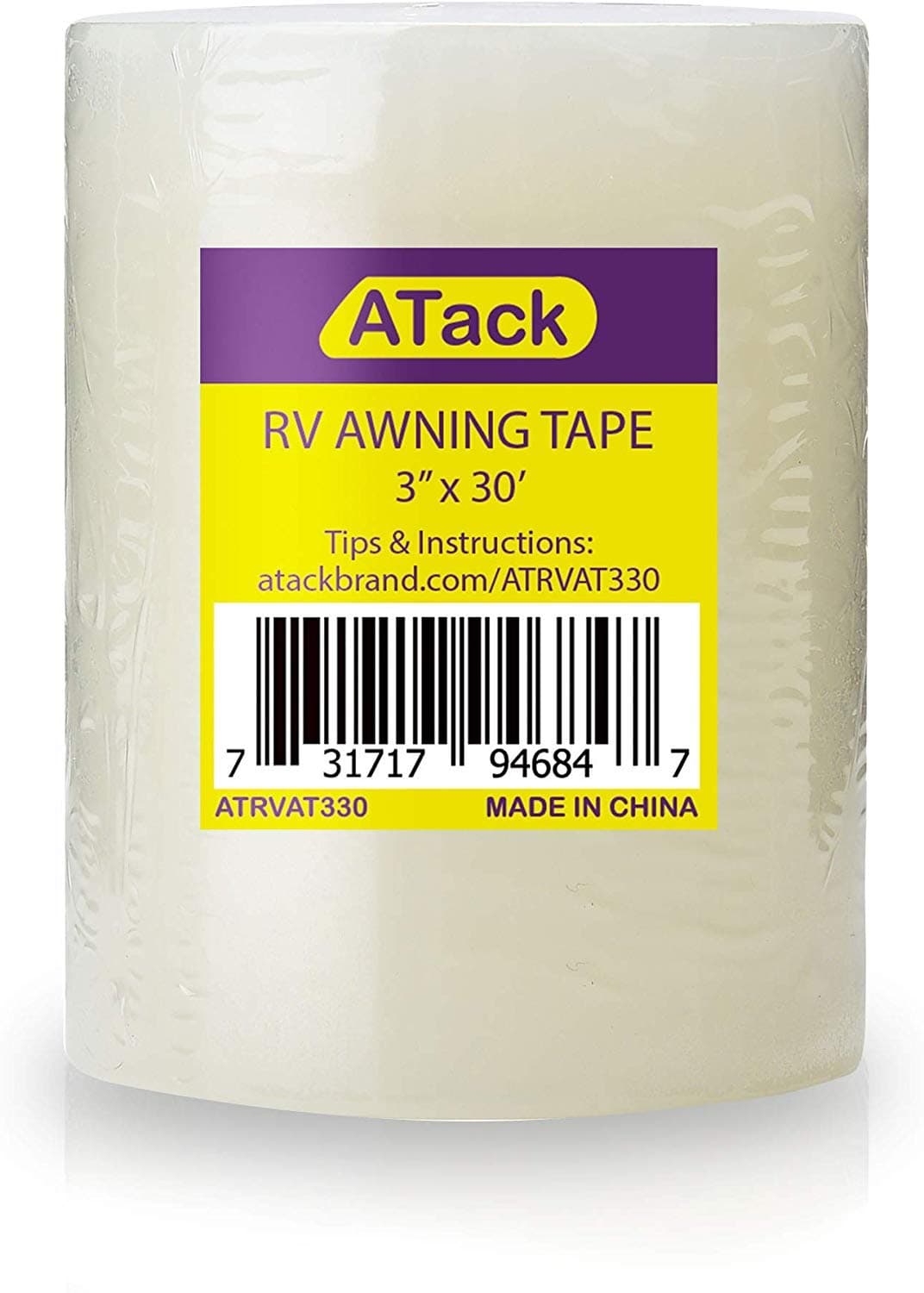 ATack RV Awning Repair Tape, 3" x 30 Foot, Waterproof Rip Stop Patch and Tent Repair Tape for Vinyl, RV punctures, Camper, Awning, Canopy, Tents, Tarpaulin and Greenhouse