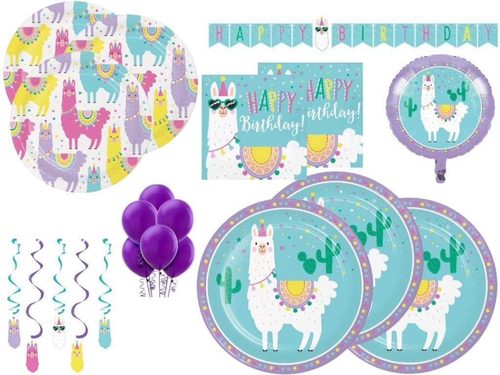 Llama Themed Birthday Party Supplies Kit for 24 Guests (102 Pieces)
