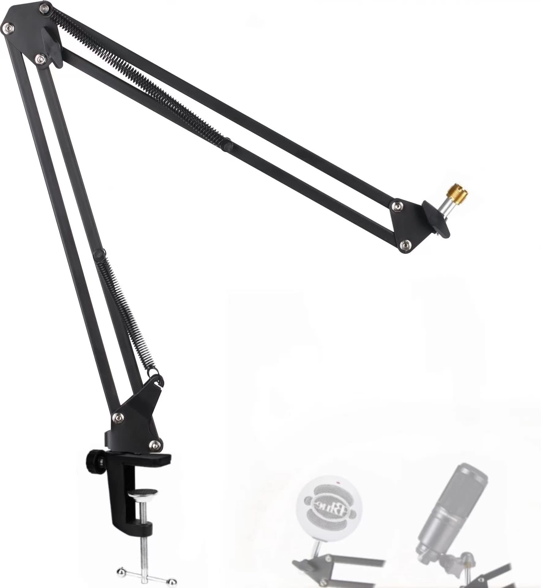 Mic Boom Arm - Heavy Duty Mic Boom Arm Desk Mount Adjustable Suspension Mic Stand Compatible with Audio-Technica AT2020,AT2020USB+, AT2035, ATR2500-USB, ATR2100-USB,Blue Snowball Microphone