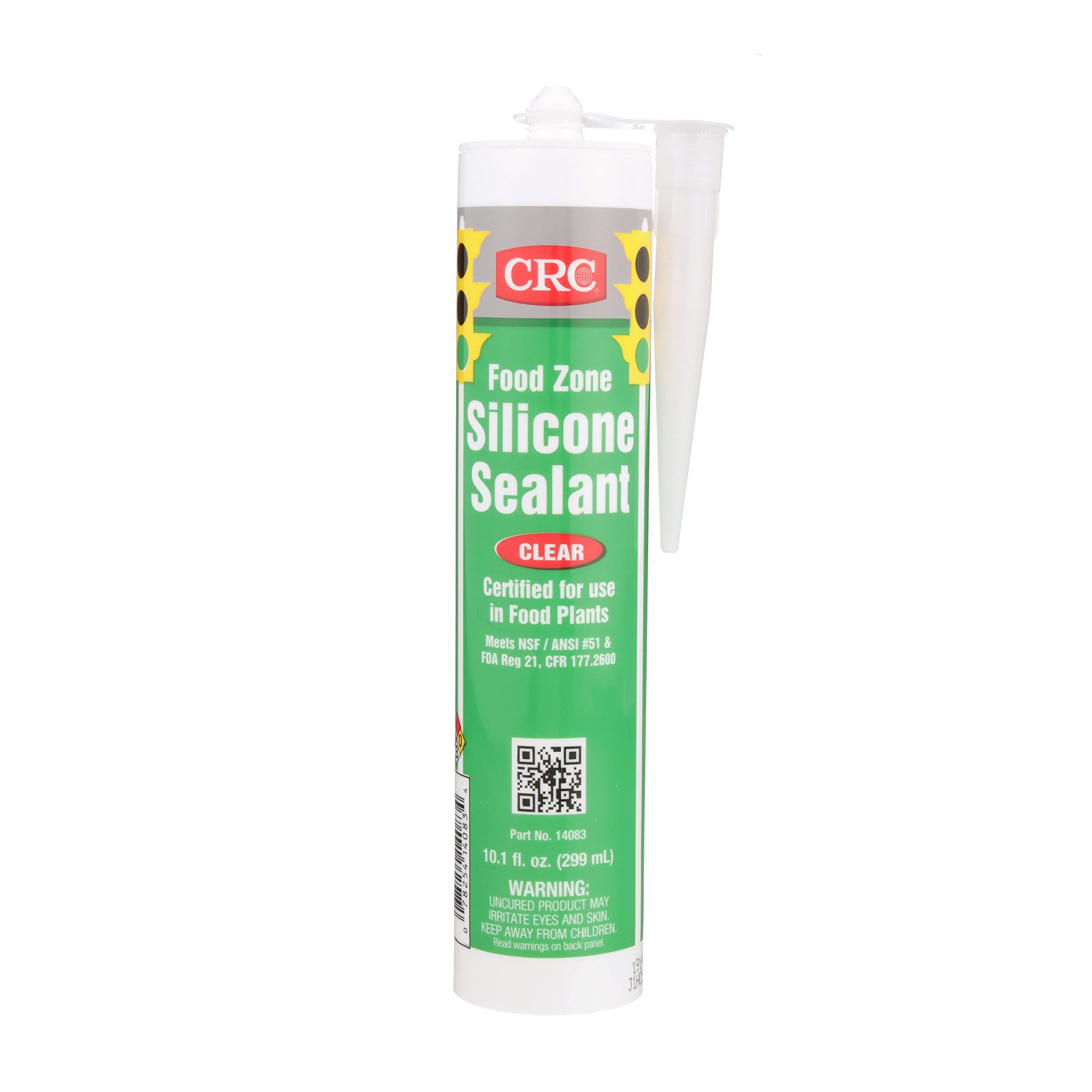 CRC Food Zone Silicone Sealant 14083 – 10.1 FL Oz., Clear Silicone Seal for Bonding, Waterproofing Applications