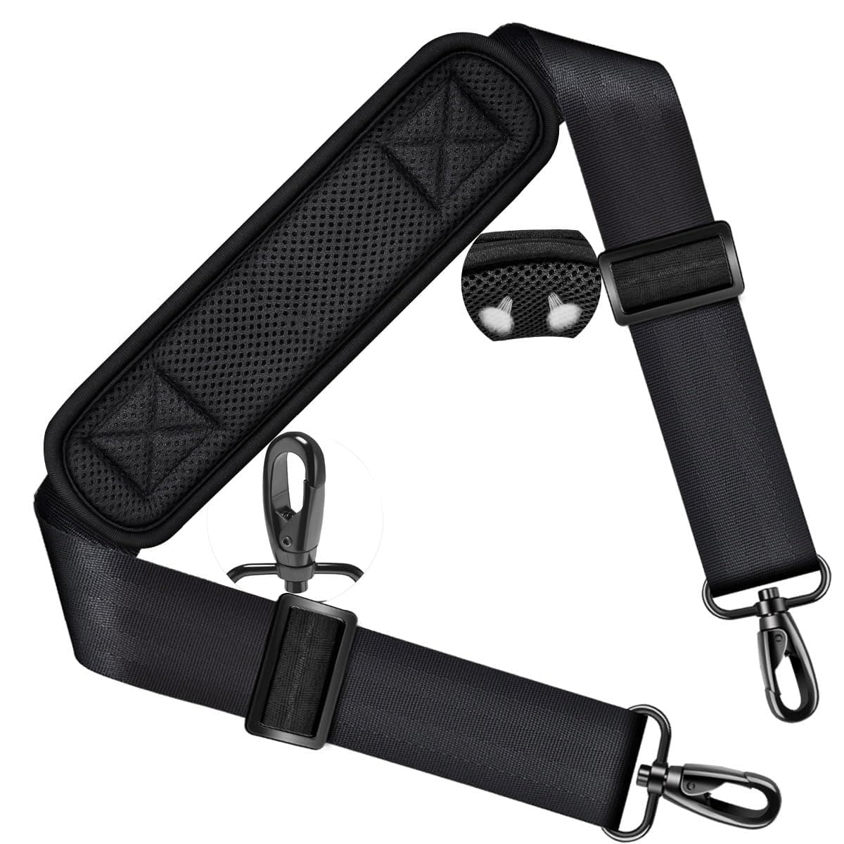 Shoulder Strap 58" Ultra-Thick Fixed Padded and Adjustable Buckles Crossbody Strap for Briefcase Laptop Bag Luggage