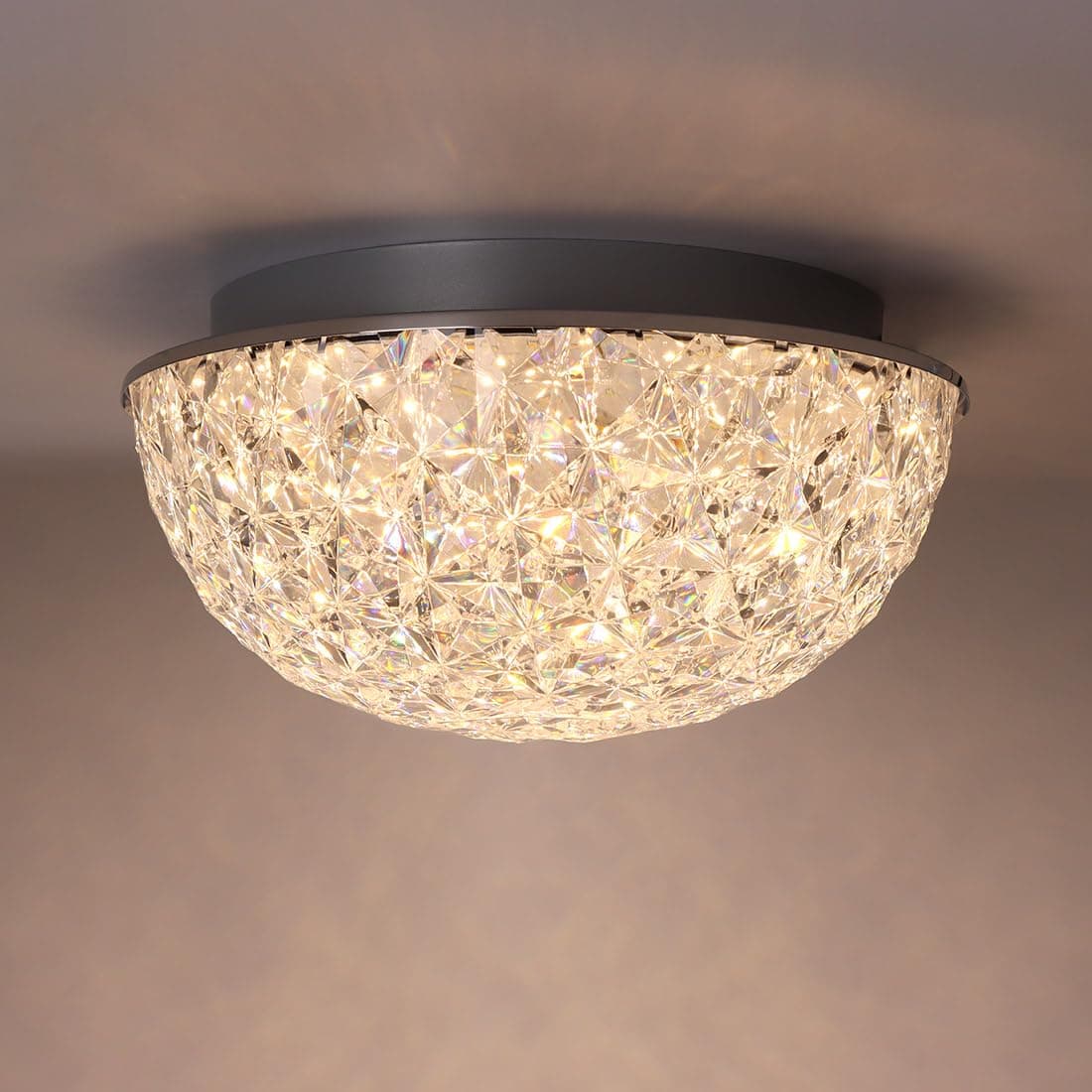 DAKASON LED Ceiling Light Fixture Flush Mount, Crystal Chandelier Modern Ceiling Light for Kitchen, Hallway, Living Room, Foyer, Closet, 12In 15W 1640LM, 3/4/5000K CCT Selectable, Dimmable
