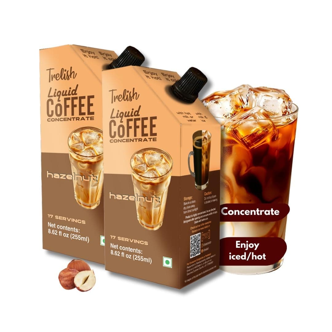 Coffee Concentrate - Hazelnut-255ml-Pack of 2 | Coffee decoction | Perfect for Hot or Iced Instant Coffees, Sugar Free, Shelf Stable, No Refrigeration, Travel Friendly |