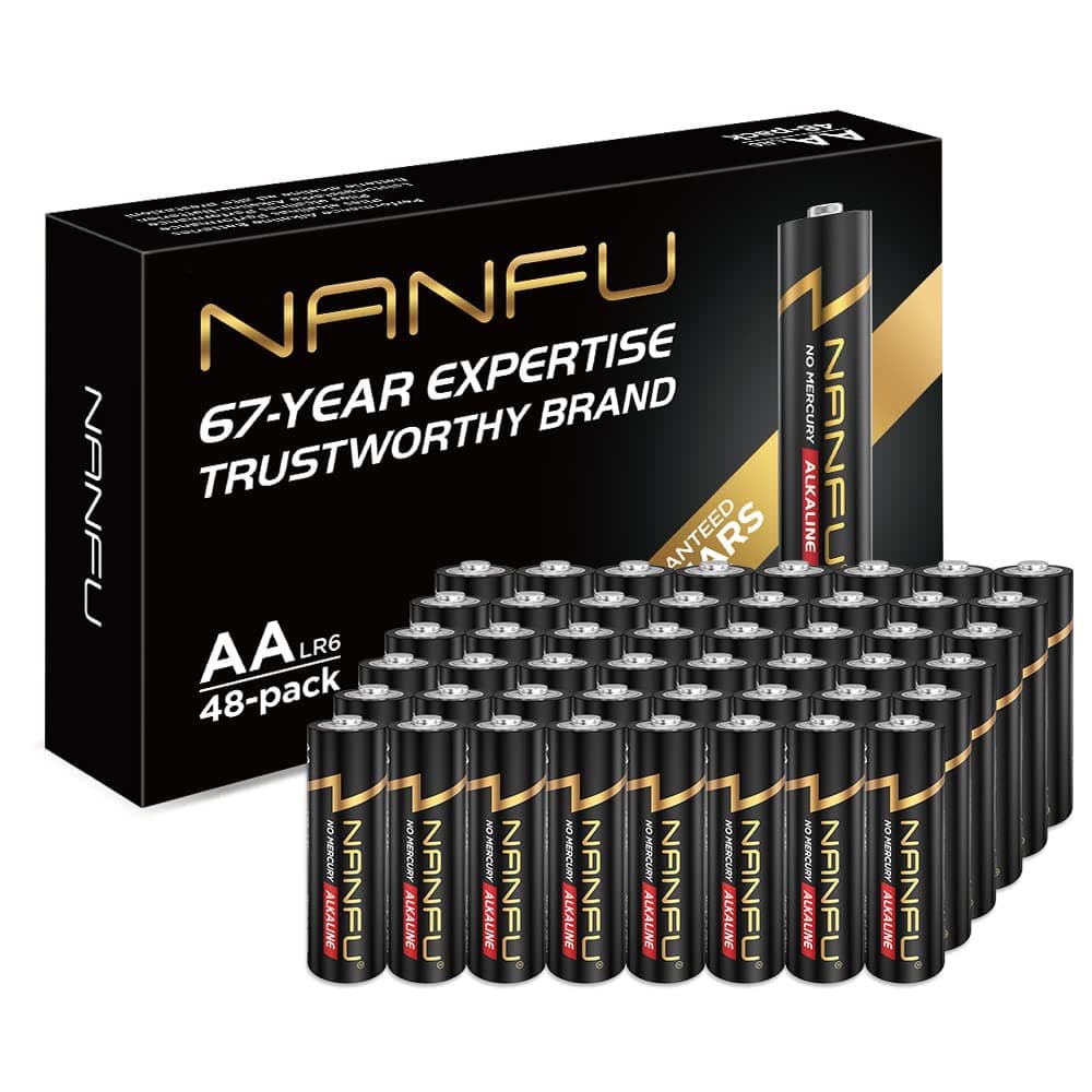 NANFU Long Lasting AA 48 Batteries Premium LR6 Alkaline Battery 1.5v Batteries for Clocks Remotes Games Controllers Toys Electronic Device