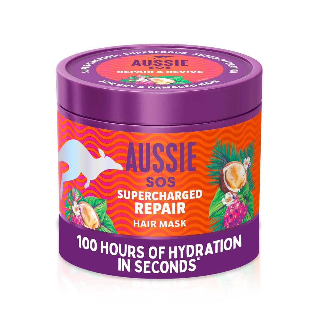 SOS Supercharged Repair Hair Mask 500ml for Dry and Damaged Hair. Helps Repair and Protect Against Damage Leaving Hair Soft, Smooth and Hydrated for 100 Hours. Vegan Formula