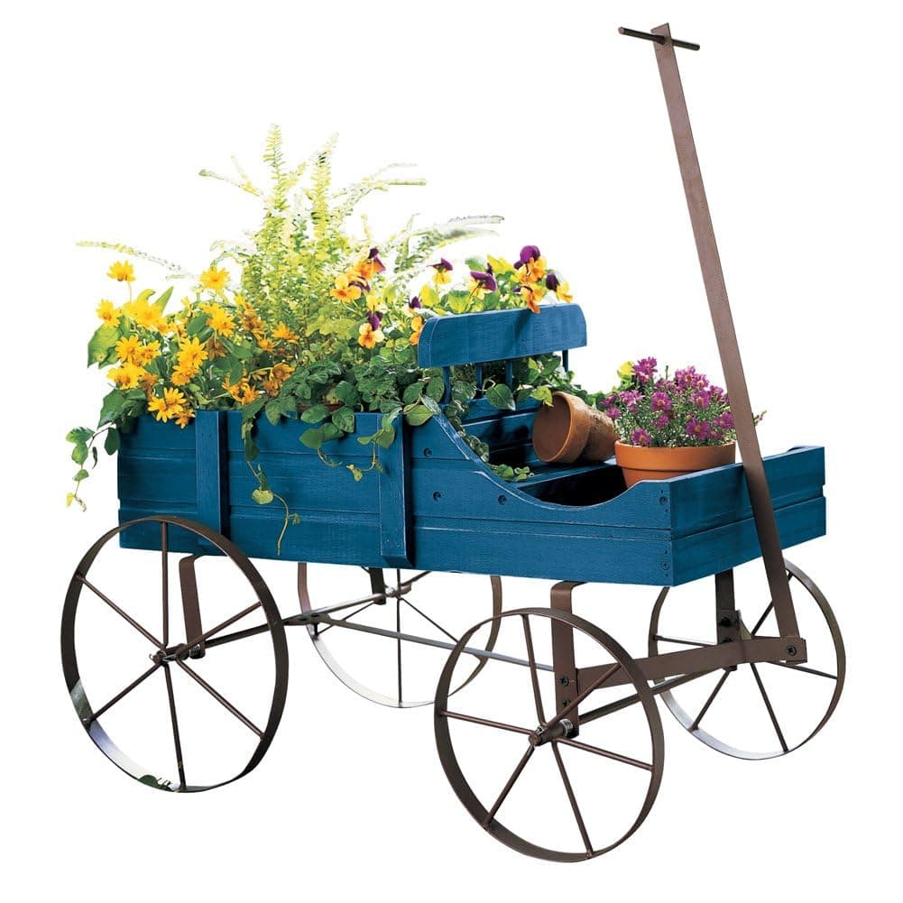 Collections EtcAmish Wagon Decorative Indoor/Outdoor Garden Backyard Planter, Blue