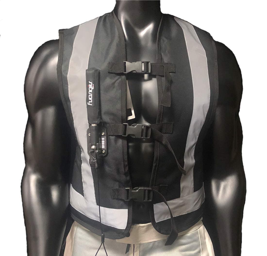 LLCPROAir-Bag Vest with Reflective Strip for Motocross, Light Weight Reflective Airbag Vest, Wear Tear Soft And Easy To Clean, Fits Adults Man And Women,Black,L